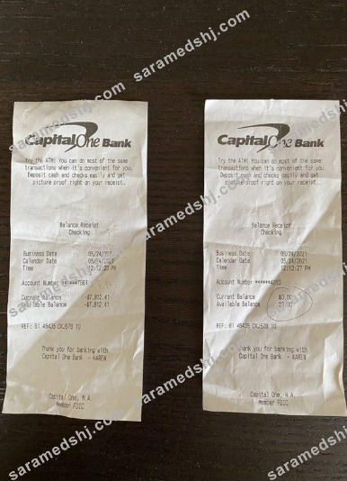 USA Capital one bank payment check